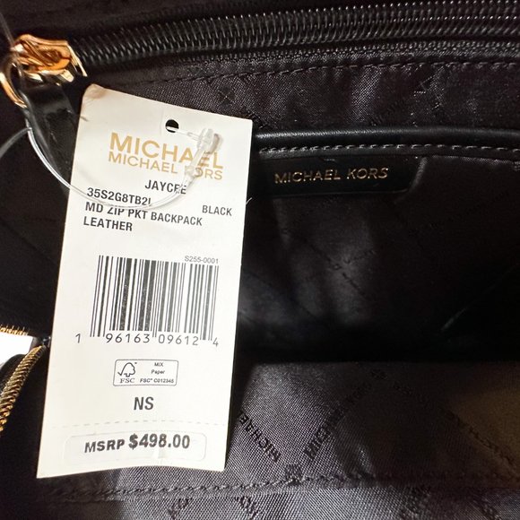 Michael Kors Jaycee Medium Zip Pocket Leather Backpack Black main image 4